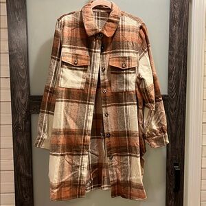 Plaid Longline Shirt Jacket